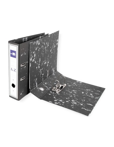 Archivador de palanca liderpapel folio classic black carton entrecolado con rado lomo 75mm negro compresor metal