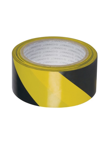 Cinta adhesiva q connect de seguridad amarilla y negra 20 mt x 48 mm