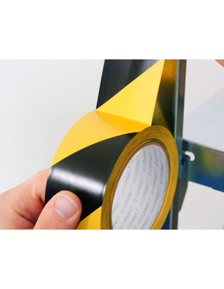 Cinta adhesiva q connect de seguridad amarilla y negra 20 mt x 48 mm