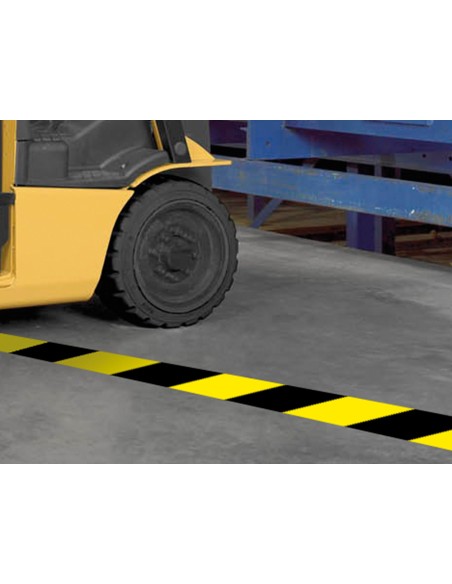 Cinta adhesiva q connect de seguridad amarilla y negra 20 mt x 48 mm