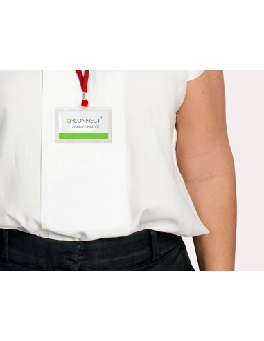 Identificador q connect kf03303 con cordon plano rojo y apertura lateral 94x60 mm