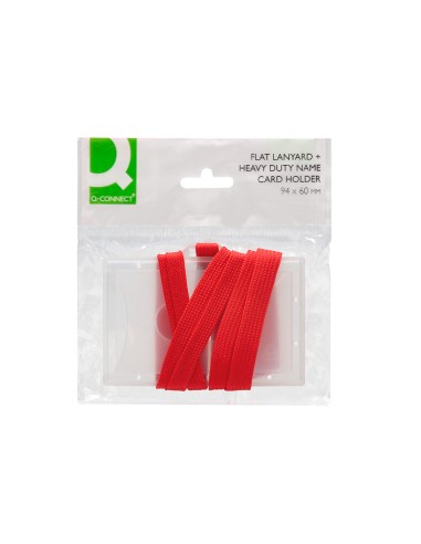 Identificador q connect kf03303 con cordon plano rojo y apertura lateral 94x60 mm