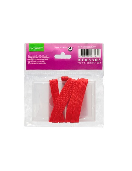 Identificador q connect kf03303 con cordon plano rojo y apertura lateral 94x60 mm