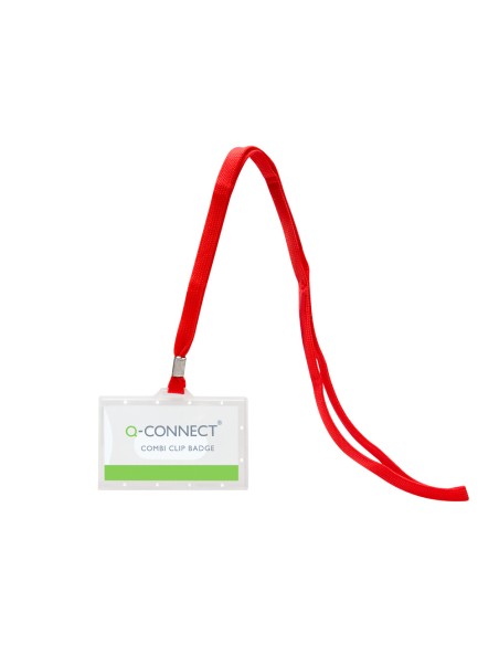 Identificador q connect kf03303 con cordon plano rojo y apertura lateral 94x60 mm