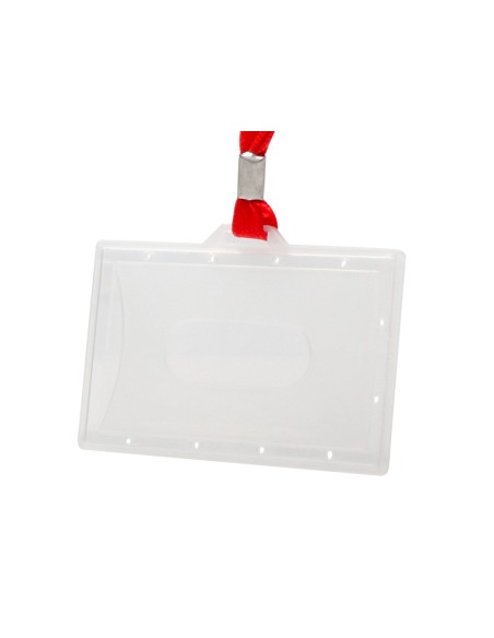 Identificador q connect kf03303 con cordon plano rojo y apertura lateral 94x60 mm