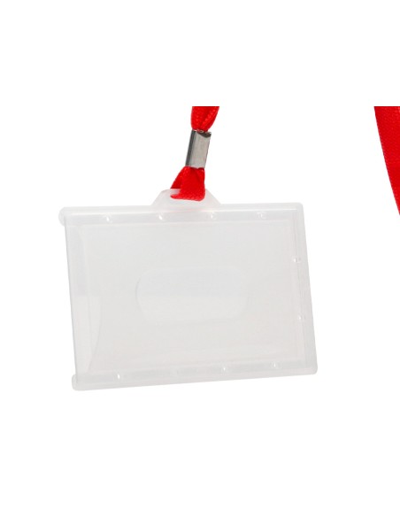 Identificador q connect kf03303 con cordon plano rojo y apertura lateral 94x60 mm