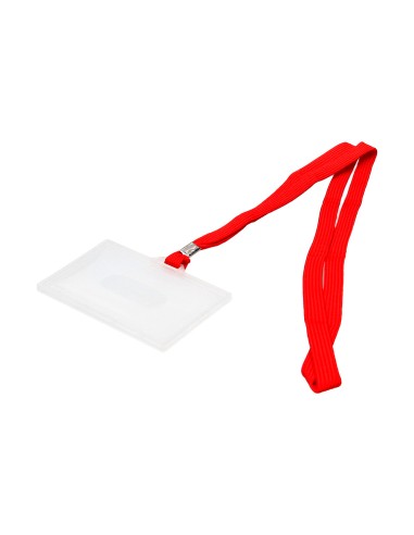 Identificador q connect kf03303 con cordon plano rojo y apertura lateral 94x60 mm