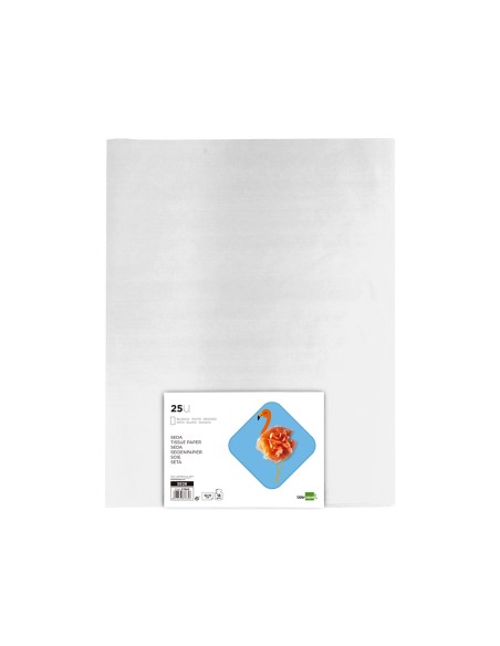 Papel seda liderpapel blanco 52x76 cm 18 gr paquete de 25 hojas