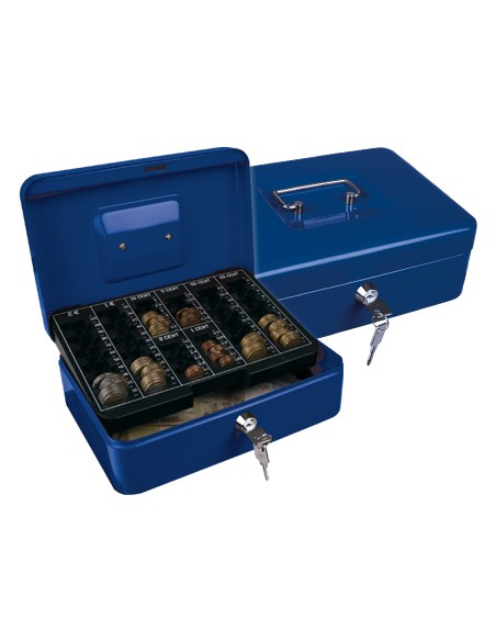 Caja caudales q connect 10 250x180x90 mm azul con portamonedas