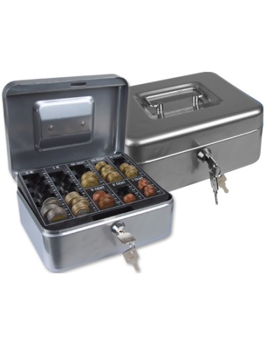Caja caudales q connect 8 200x160x90 mm plata con portamonedas