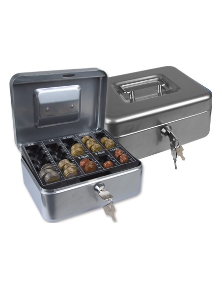 Caja caudales q connect 8 200x160x90 mm plata con portamonedas