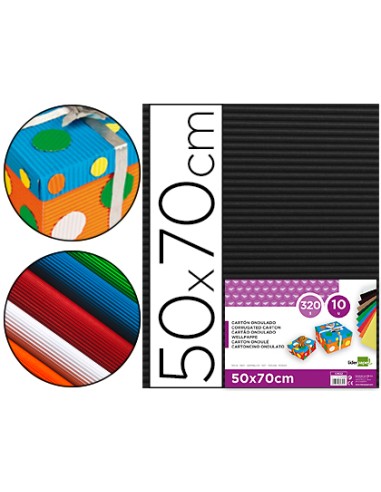 Carton ondulado liderpapel 50 x 70cm 320g m2 negro
