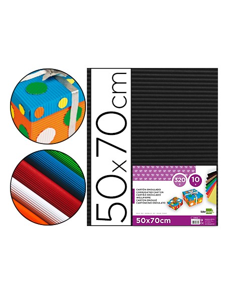Carton ondulado liderpapel 50 x 70cm 320g m2 negro