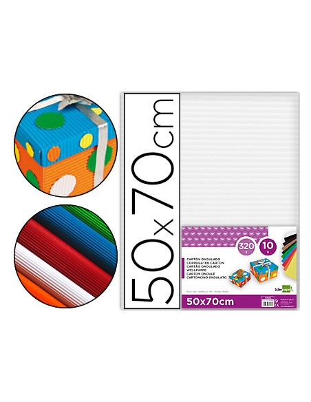 Carton ondulado liderpapel 50 x 70cm 320g m2 blanco