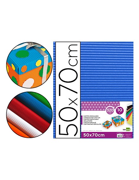 Carton ondulado liderpapel 50 x 70cm 320g m2 azul
