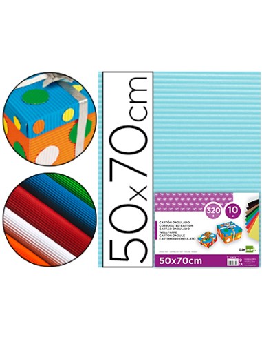 Carton ondulado liderpapel 50 x 70cm 320g m2 celeste