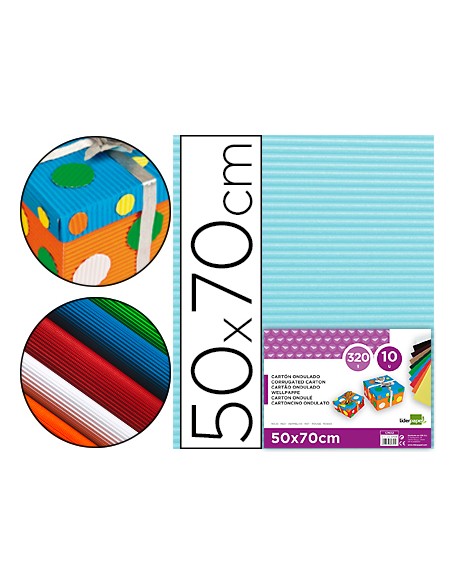Carton ondulado liderpapel 50 x 70cm 320g m2 celeste