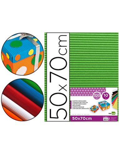 Carton ondulado liderpapel 50 x 70cm 320g m2 verde hoja