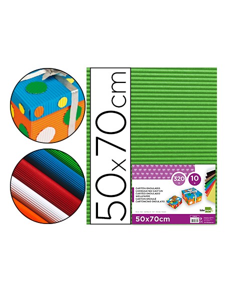 Carton ondulado liderpapel 50 x 70cm 320g m2 verde hoja