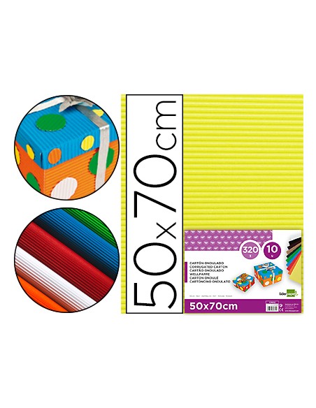 Carton ondulado liderpapel 50 x 70cm 320g m2 amarillo