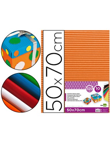 Carton ondulado liderpapel 50 x 70cm 320g m2 naranja