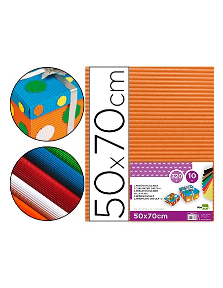 Carton ondulado liderpapel 50 x 70cm 320g m2 naranja