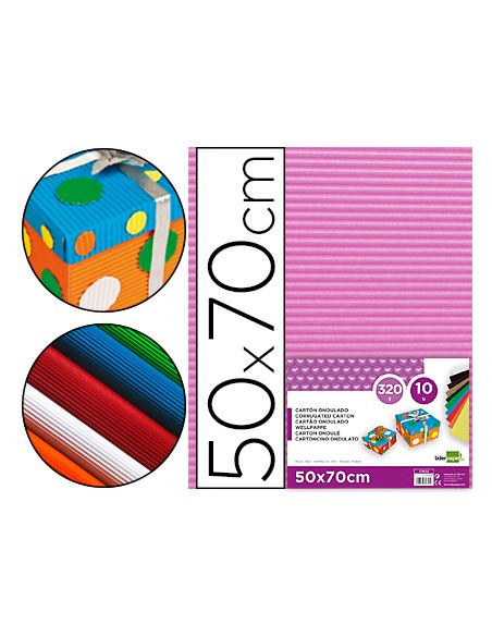 Carton ondulado liderpapel 50 x 70cm 320g m2 rosa