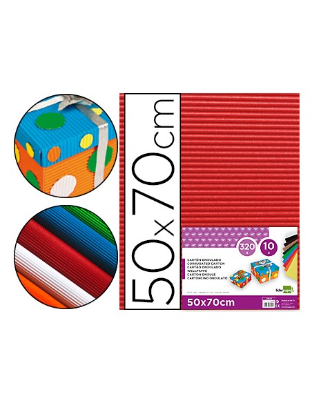 Carton ondulado liderpapel 50 x 70cm 320g m2 rojo