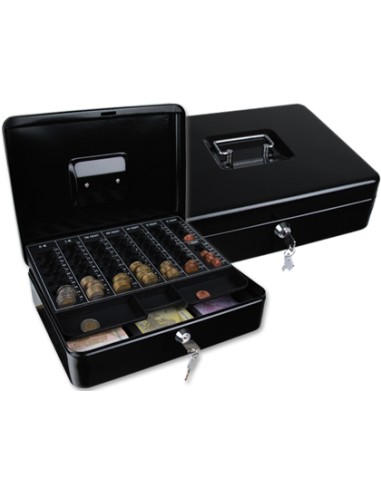 Caja caudales q connect 12 300x240x90 mm negra con portamonedas