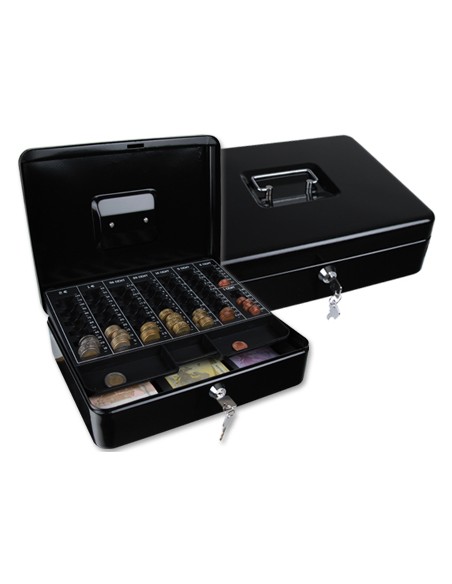 Caja caudales q connect 12 300x240x90 mm negra con portamonedas