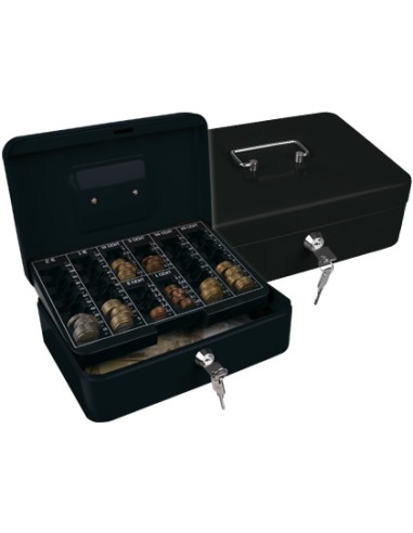 Caja caudales q connect 10 250x180x90 mm negra con portamonedas