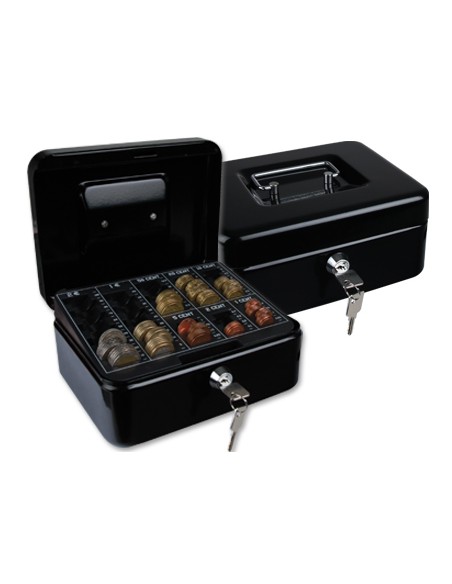 Caja caudales q connect 8 200x160x90 mm negra con portamonedas