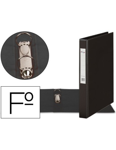 Carpeta 2 anillas 40 mm plastico pardo folio negro