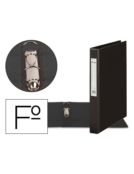 Carpeta 2 anillas 40 mm plastico pardo folio negro
