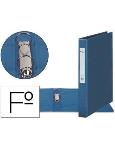 Carpeta 2 anillas 40 mm plastico pardo folio azul