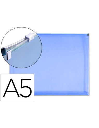 Carpeta dossier liderpapel a5 cierre de cremallera azul