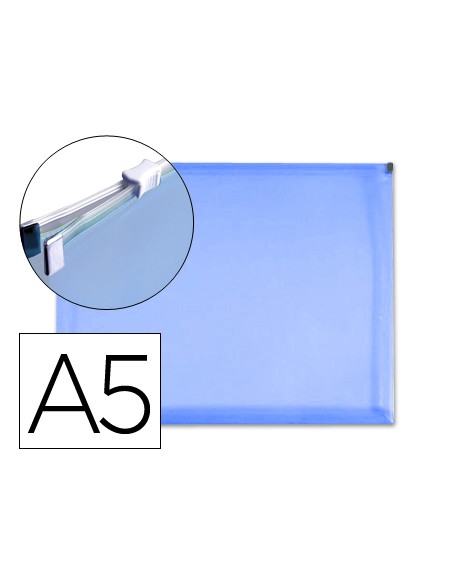 Carpeta dossier liderpapel a5 cierre de cremallera azul