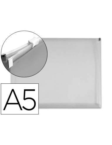 Carpeta dossier liderpapel a5 cierre de cremallera transparente