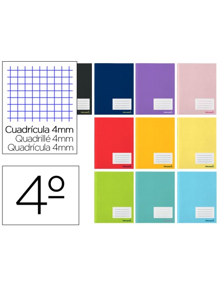 Libreta liderpapel smart a5 80 hojas 60g m2 cuadro 4mm con margen colores surtidos tapa blanda