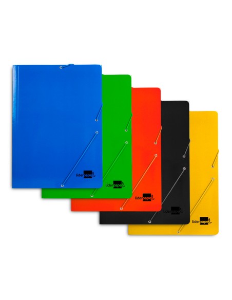 Carpeta liderpapel gomas folio 3 solapas carton plastificado colores surtidos