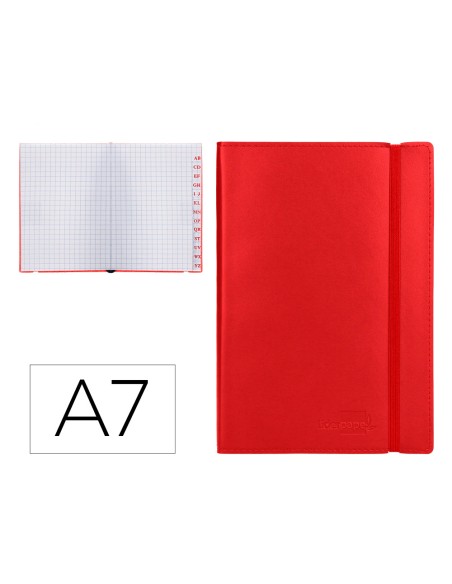 Libreta indice liderpapel similpiel a7 120 hojas 70g m2 color rojo