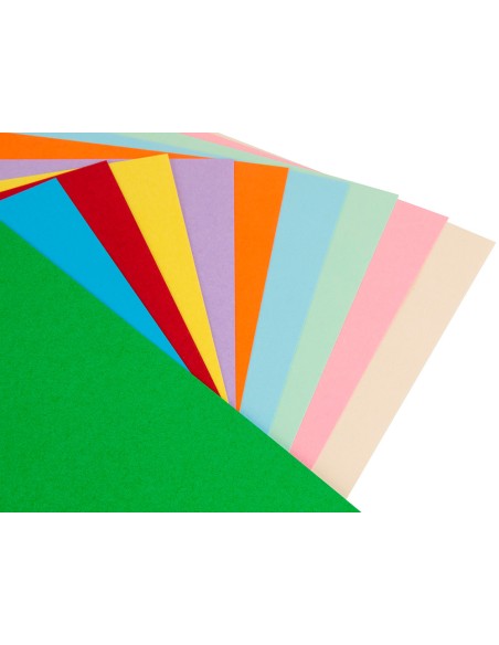 Cartulina liderpapel a4 180g m2 10 colores surtidos paquete de 100 hojas