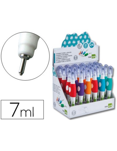 Corrector liderpapel lapiz roller punta metalica de 16 mm capacidad 7 ml expositor de 24 unidades