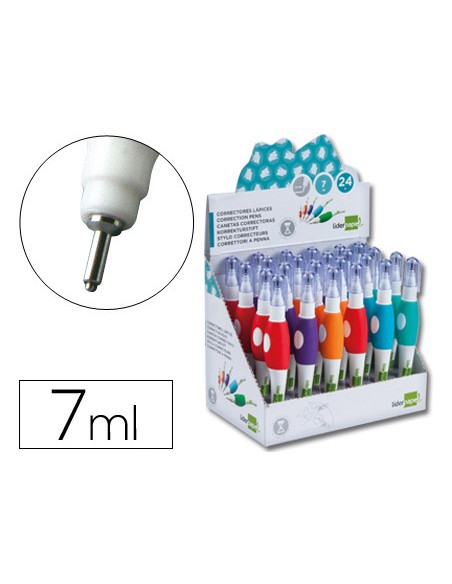 Corrector liderpapel lapiz roller punta metalica de 16 mm capacidad 7 ml expositor de 24 unidades