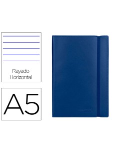 Libreta liderpapel simil piel a5 120 hojas 70g m2 horizontal sin margen azul