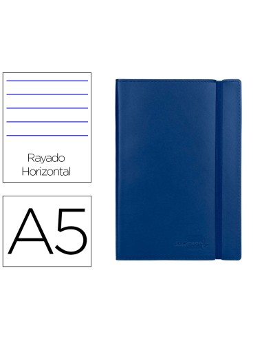 Libreta liderpapel simil piel a5 120 hojas 70g m2 horizontal sin margen azul