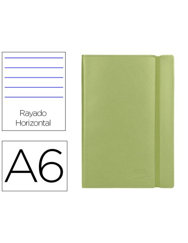 Libreta liderpapel simil piel a6 120 hojas 70g m2 horizontal sin margen verde