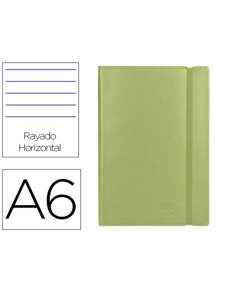 Libreta liderpapel simil piel a6 120 hojas 70g m2 horizontal sin margen verde Libreta liderpapel simil piel a6 120 hojas 70g m2 horizontal sin margen verde