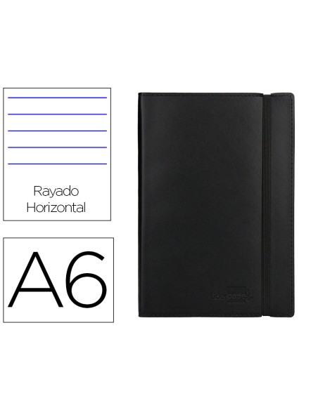 Libreta liderpapel simil piel a6 120 hojas 70g m2 horizontal sin margen negro Libreta liderpapel simil piel a6 120 hojas 70g m2 horizontal sin margen negro