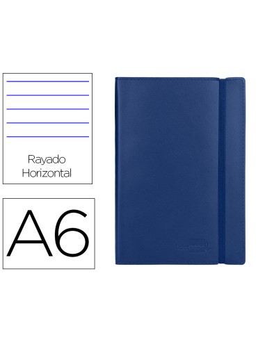 Libreta liderpapel simil piel a6 120 hojas 70g m2 horizontal sin margen azul